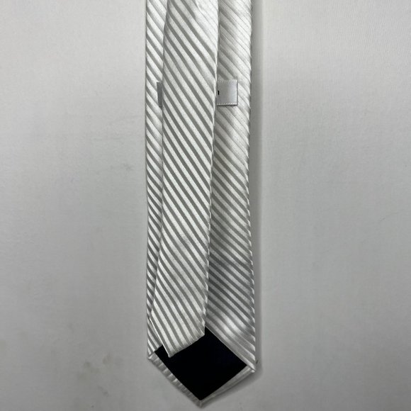 Pierre Cardin Men’s Necktie sz 3 ¼” White on White Stripes Wedding Formal - Picture 5 of 10